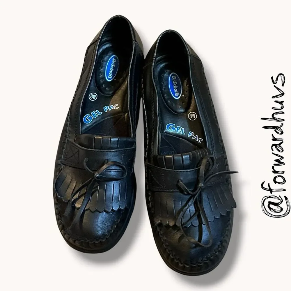 Dr. Scholl’s Gel Pac Black Leather Kiltie Loafers Women 8W